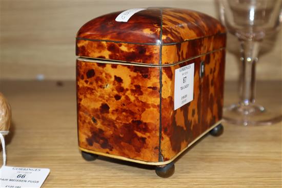 A Regency blond tortoiseshell tea caddy height 14cm